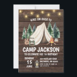 Wood Rustic Camping Kid's Birthday Invitation<br><div class="desc">Wood Rustic Camping Kid's Birthday Invitation</div>