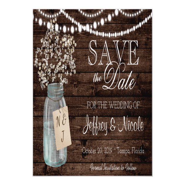 Wood Rustic Country Barn Wedding Save Date Magnetic Card