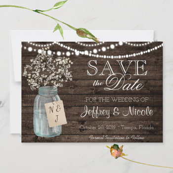 Wood Rustic Country Barn Wedding Save Date Magnetic Invitation by My_Wedding_Bliss at Zazzle