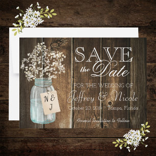 Wood Rustic Country Barn Wedding Save Date Magnetic Invitation