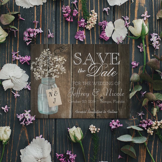 Wood Rustic Country Barn Wedding Save Date Magnetic Invitation (Creator Uploaded)