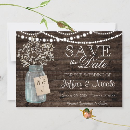 Wood Rustic Country Barn Wedding Save Date Magnetic Invitation