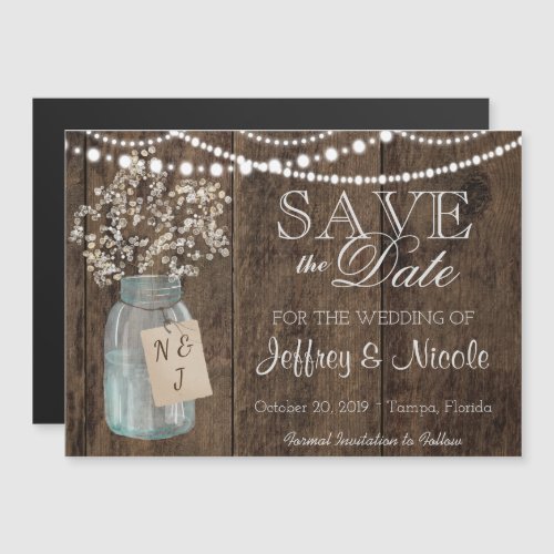 Wood Rustic Country Barn Wedding Save Date Magnetic Invitation