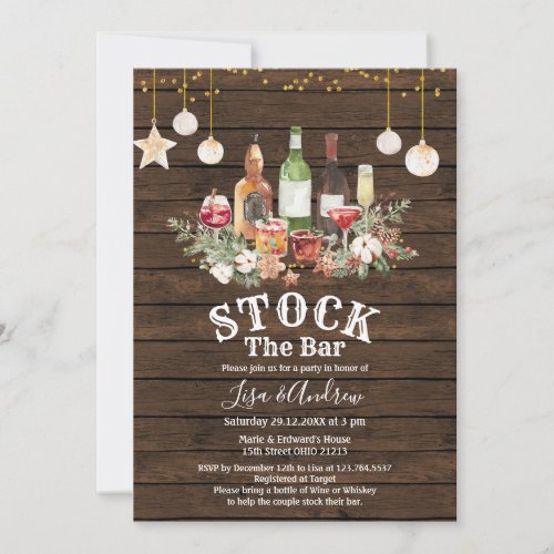 Wood Rustic Couples Shower Stock The Bar  Invitation