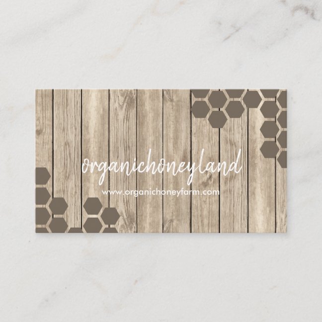 Wood Rustic Honeycomb Pure Raw Honey Apiary Business Card