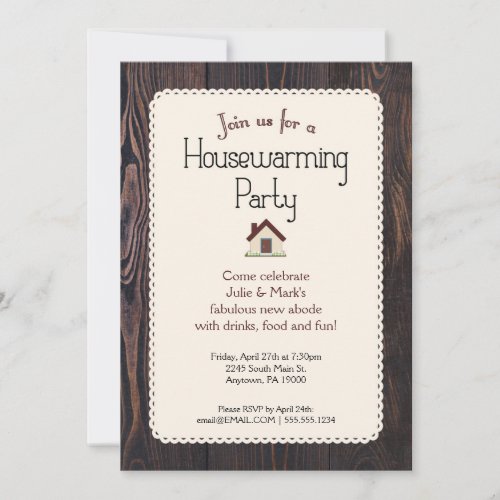 Wood Rustic Housewarming Party Invitations