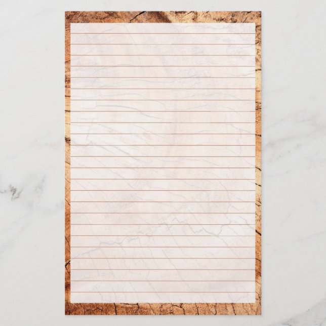 Wood Rustic Lined Stationery Paper (Front)