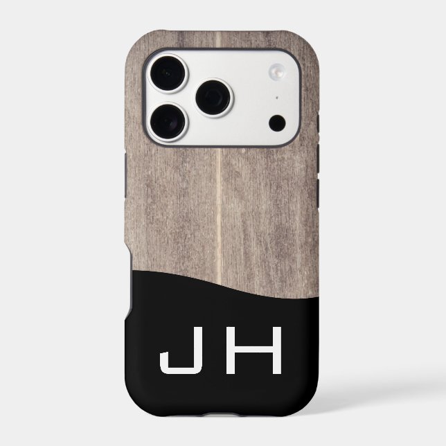 Wood Rustic two letter monogram Iphone Case (Back)