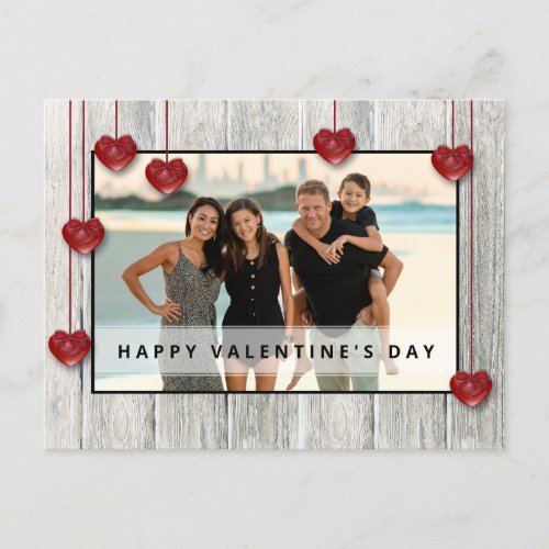 Wood Rustic Valentines Day LOVE Hearts Photo Card