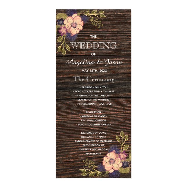 Wood Rustic Wedding Program (Front)