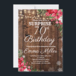 Wood Rustic Winter Surprise 70th Birthday Invitation<br><div class="desc">Wood Rustic Winter Surprise 70th Birthday Invitation.
This design features pretty painted,  Watercolor Blush Pink Floral. Click the customize button for more flexibility in modifying the text or moving the graphics.
Contact us if you need this design applied to a specific product to create your own unique matching item.</div>
