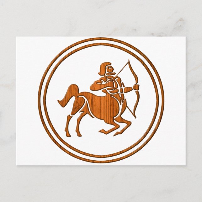 Wood Sagittarius Zodiac Archer Astrology Sign Postcard (Front)