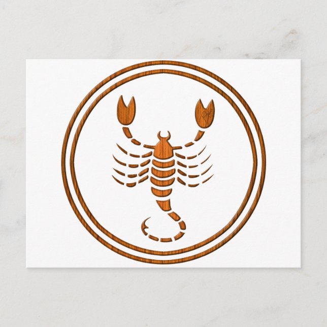 Wood Scorpio Zodiac Scorpion Astrology Sign Postcard (Front)