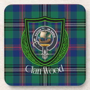 Wood Scottish Clan Tartan & Crest Beverage Coaster
