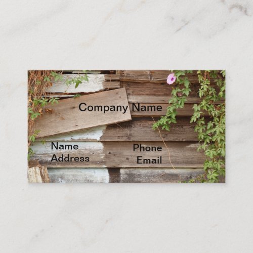 Wood Shack Wall with Green Vines Business Card