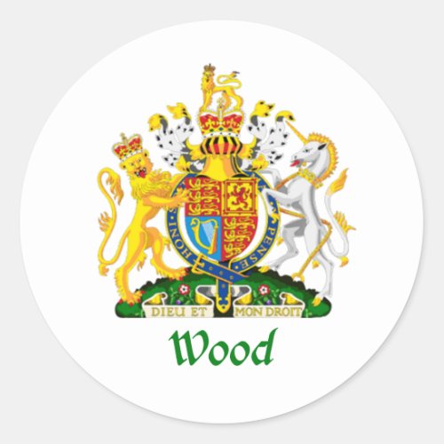 Wood Shield of Great Britain Classic Round Sticker