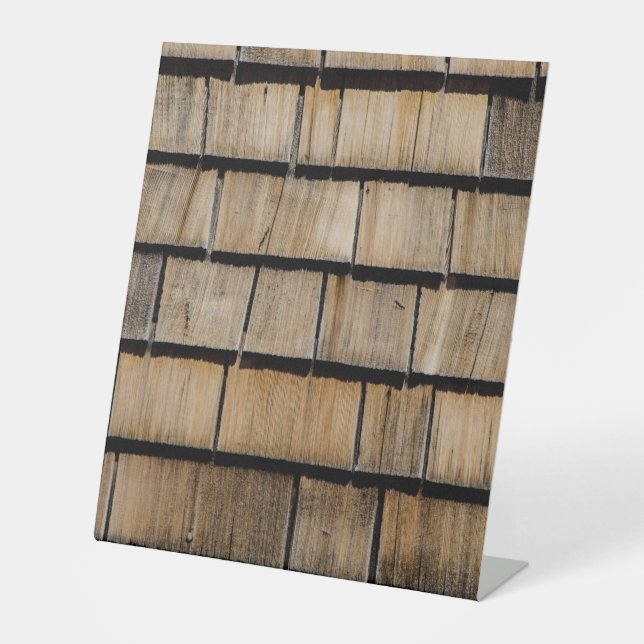 wood shingles  pedestal sign (Front)