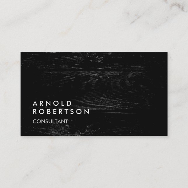 Wood Simple Plain Gray Chic Trendy Business Card (Front)