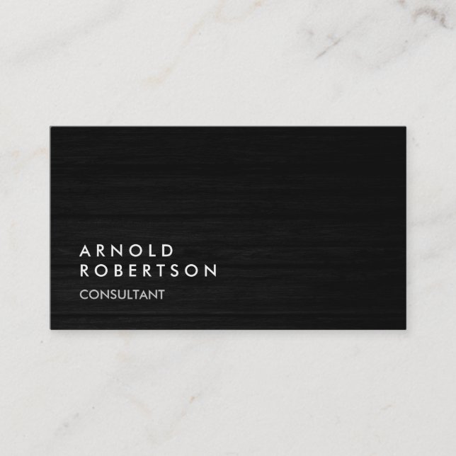 Wood Simple Plain Gray Trendy Business Card (Front)