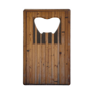 Wood Slats Beach Door Costa Brava Spain Credit Card Bottle Opener