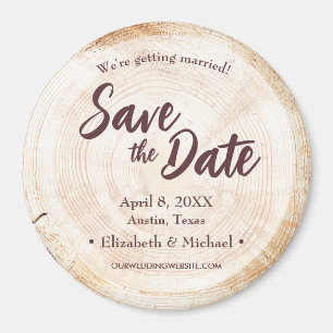 Wood Slice disc Brown Custom Wedding Magnet