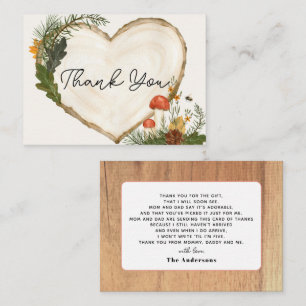 Wood Slice Mushroom Fall Baby Shower Thank You Note Card
