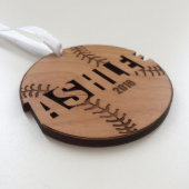 Wood Softball Ornament for Christmas Team Gifts (Side Front)