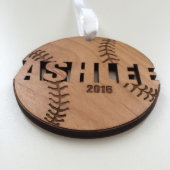 Wood Softball Ornament for Christmas Team Gifts (Bottom Front)