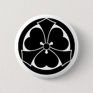 Wood sorrel with jut-out-swords in circle button