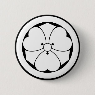 Wood sorrel with swords in a circle button
