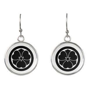 Wood sorrel with swords in circle 1 earrings