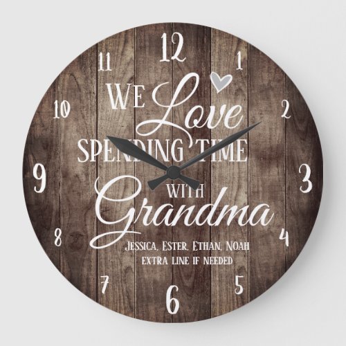 Wood Spending Time with Grandma Large Clock