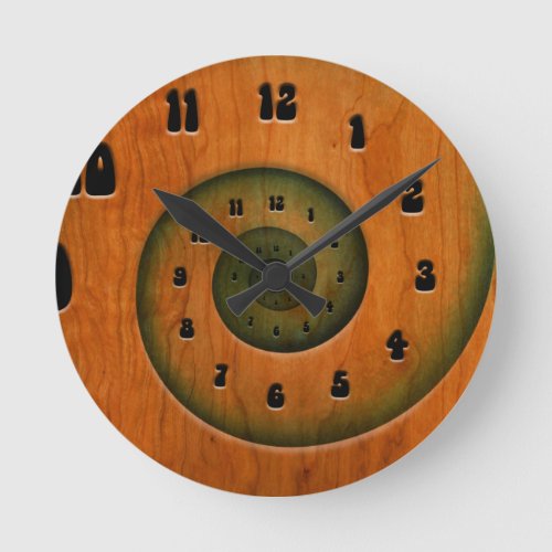 Wood Spiral  Round Clock