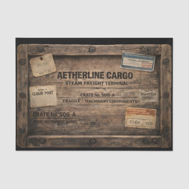 Wood Steampunk Cargo Crate FC1 Decoupage Tissue Paper (Front)