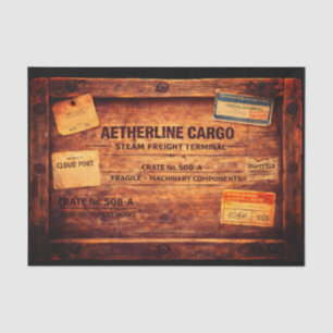 Wood Steampunk Cargo Crate FC3 Decoupage Tissue Paper