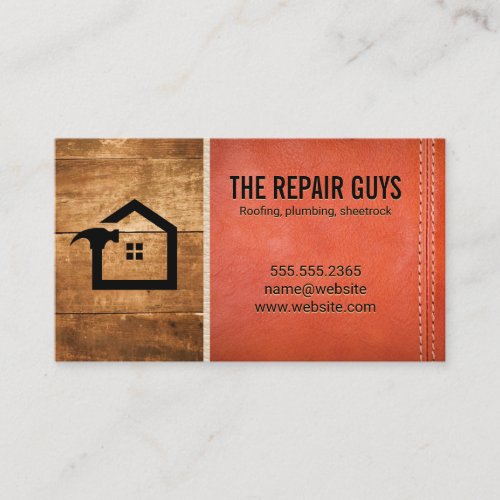 Wood  Stitched Leather Business Card