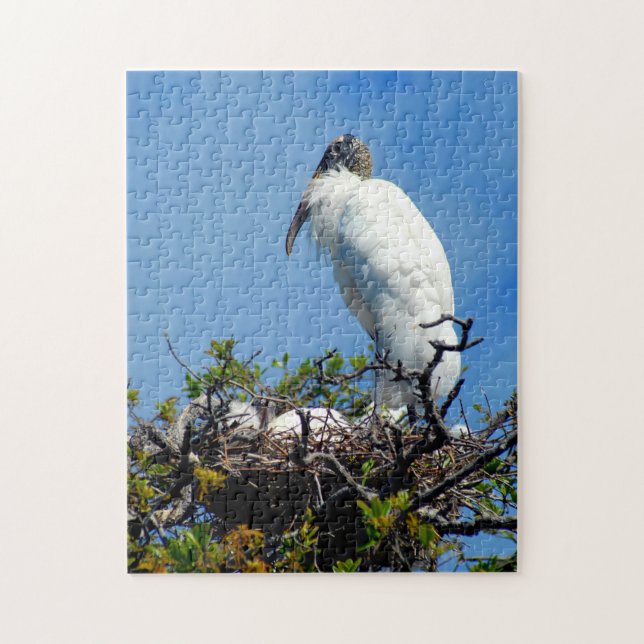 Wood Stork with nesting babies Jigsaw Puzzle (Vertical)