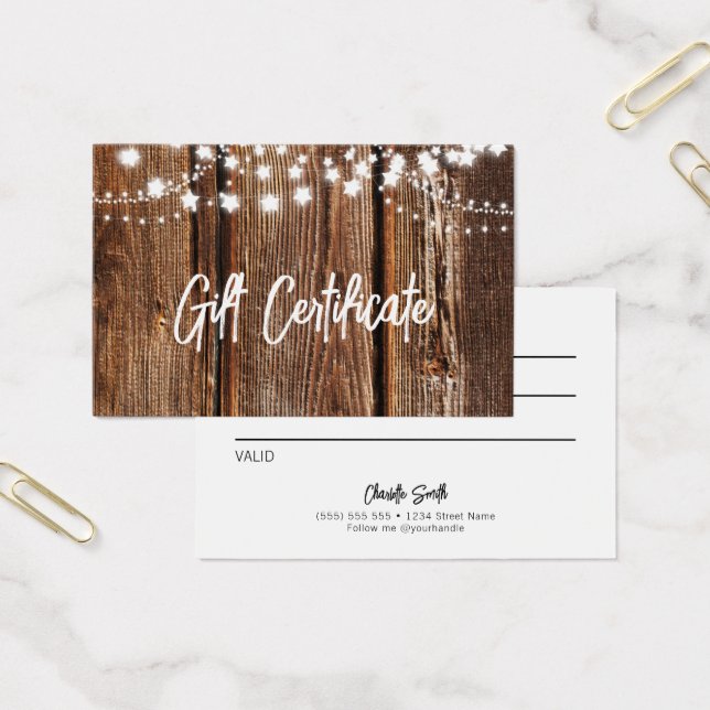 Wood & String Lights Holiday Gift Certificate (Office)