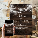 Wood String Lights Surprise 70th Birthday Party Invitation<br><div class="desc">This rustic wood surprise 70th birthday invitation is designed to set the stage for a truly memorable celebration. The customizable text templates allow you to add the name of the honored guest, the secret party details, and the venue with ease. Your loved one will be in for a night of...</div>