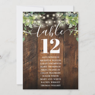 Wood String Lights Table Number Seating Chart