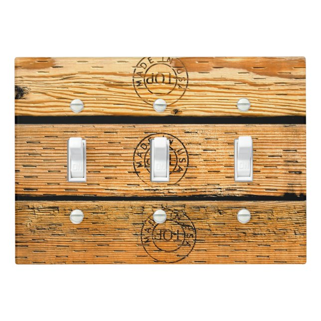 Wood Stripes with Made in USA Stamps Light Switch Cover (In Situ)