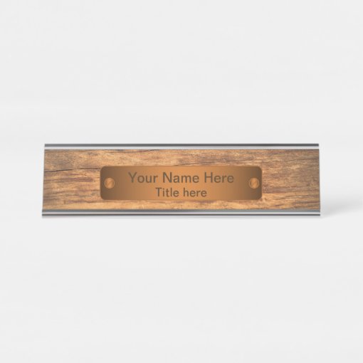 Wood Style Copper Bar Desk Name Plate | Zazzle