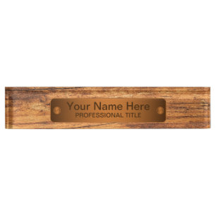 Wood Style Copper Bar Nameplate