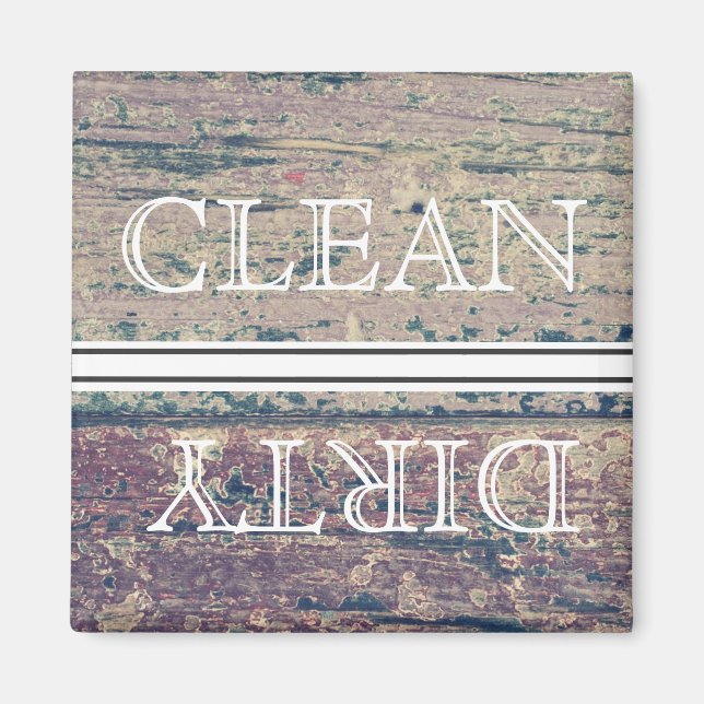 Wood Style Dishwasher Magnet Clean & Dirty (Front)