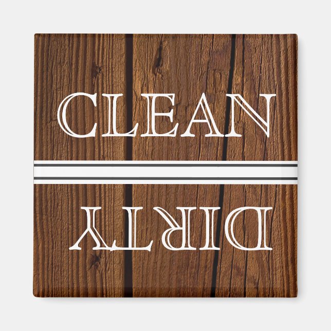 Wood Style Dishwasher Magnet Clean & Dirty (Front)