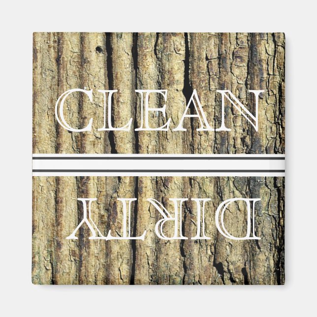 Wood Style Dishwasher Magnet Clean & Dirty (Front)
