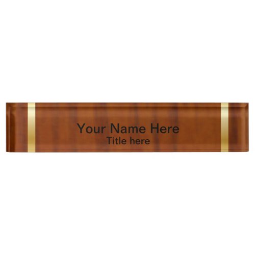Wood Style Gold Bar Name Plate