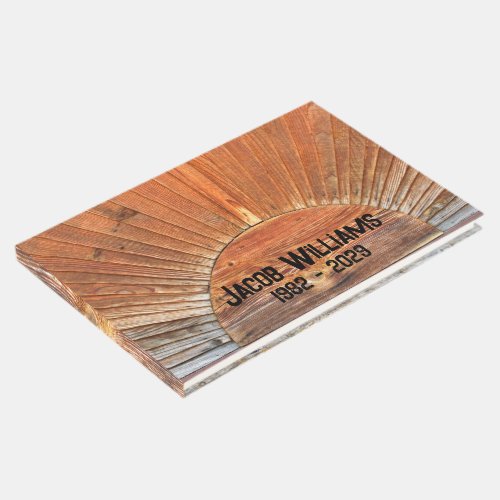 Wood Sunbeam Design Memorial Service Guest Book