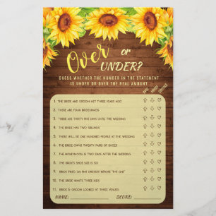 Wood Sunflower Blossom Greenery Bridal Shower Game