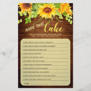 Wood Sunflower Blossom Greenery Bridal Shower Game